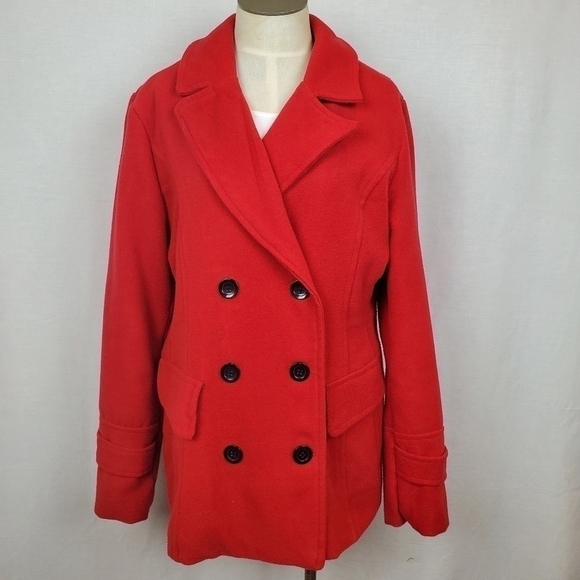Valerie Stevens sz M Red double breasted peacoat - Picture 2 of 7